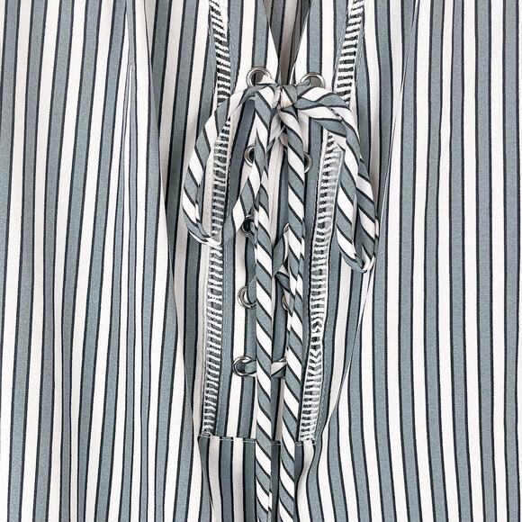 Nygard Women's Top Stripe Black Gray White Long Sleeve Pullover Blouse Size M - Picture 5 of 11